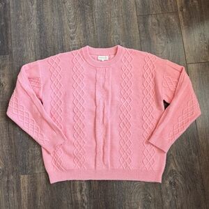 Roolee Soft Pink Oversized Cable Knit Sweater (Andra Hansen) Drop Shoulder